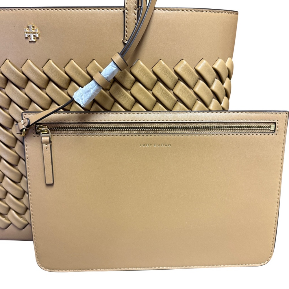 Tory Burch Emerson Leather Woven Tote - Picture 2 of 5